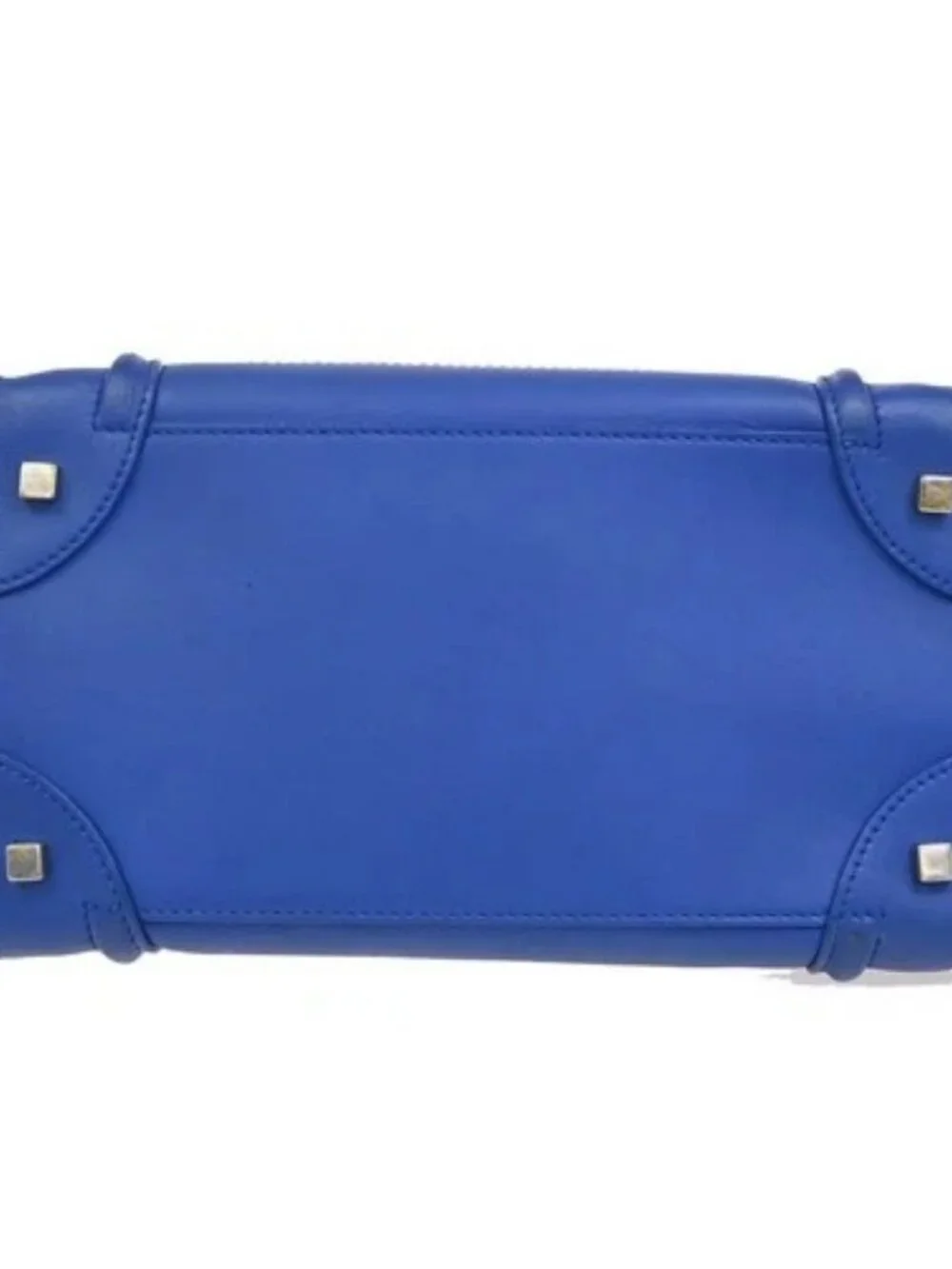 CELINE Luggage Mini Top Handle Tote Hand Bag Leather Blue GHW Italy 95RL900 - Picture 6 of 15